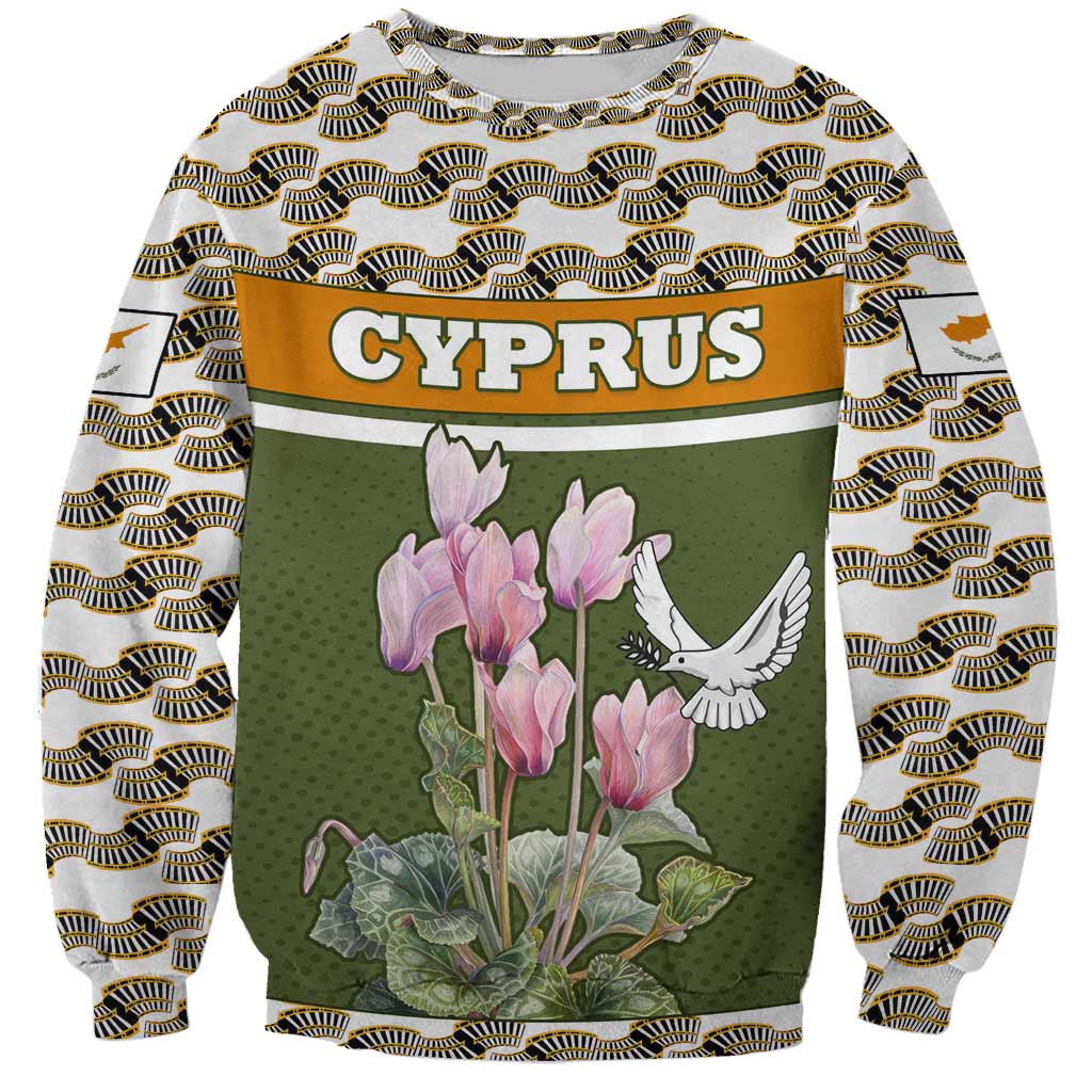 Cyprus Sweatshirt with Cyclamen Flower Illustration Design and National Emblem - Wonder Print Shop