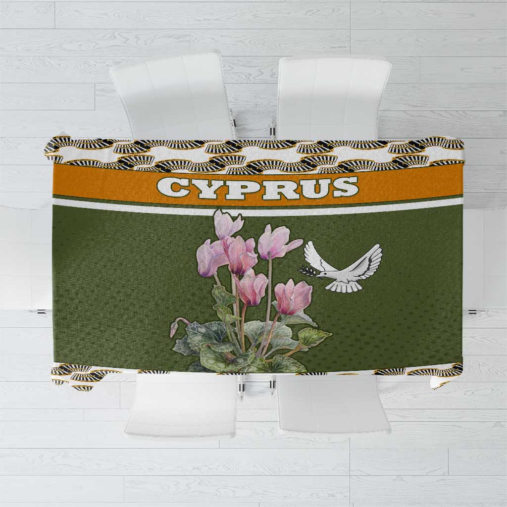 Cyprus Tablecloth with Cyclamen Flower Illustration Design and National Emblem - Wonder Print Shop