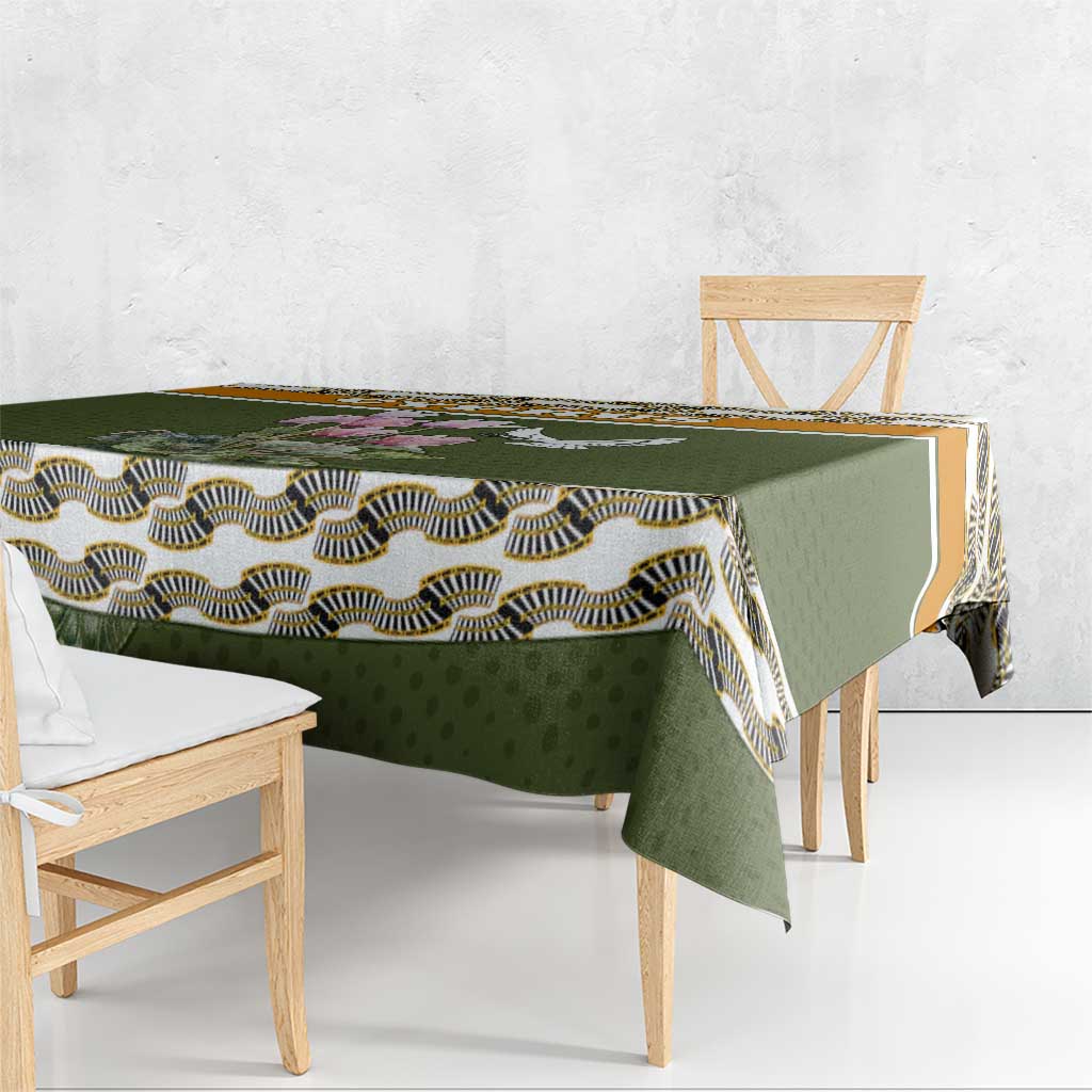 Cyprus Tablecloth with Cyclamen Flower Illustration Design and National Emblem - Wonder Print Shop