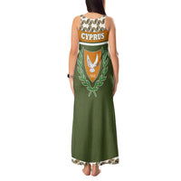 Cyprus Tank Maxi Dress with Cyclamen Flower Illustration Design and National Emblem - Wonder Print Shop