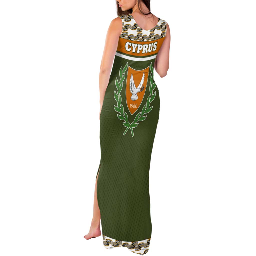 Cyprus Tank Maxi Dress with Cyclamen Flower Illustration Design and National Emblem - Wonder Print Shop