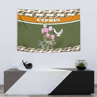 Cyprus Tapestry with Cyclamen Flower Illustration Design and National Emblem - Wonder Print Shop