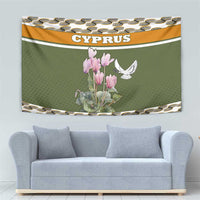 Cyprus Tapestry with Cyclamen Flower Illustration Design and National Emblem - Wonder Print Shop