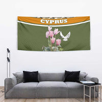 Cyprus Tapestry with Cyclamen Flower Illustration Design and National Emblem - Wonder Print Shop