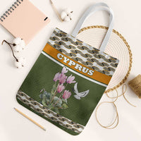 Cyprus Tote Bag with Cyclamen Flower Illustration Design and National Emblem - Wonder Print Shop