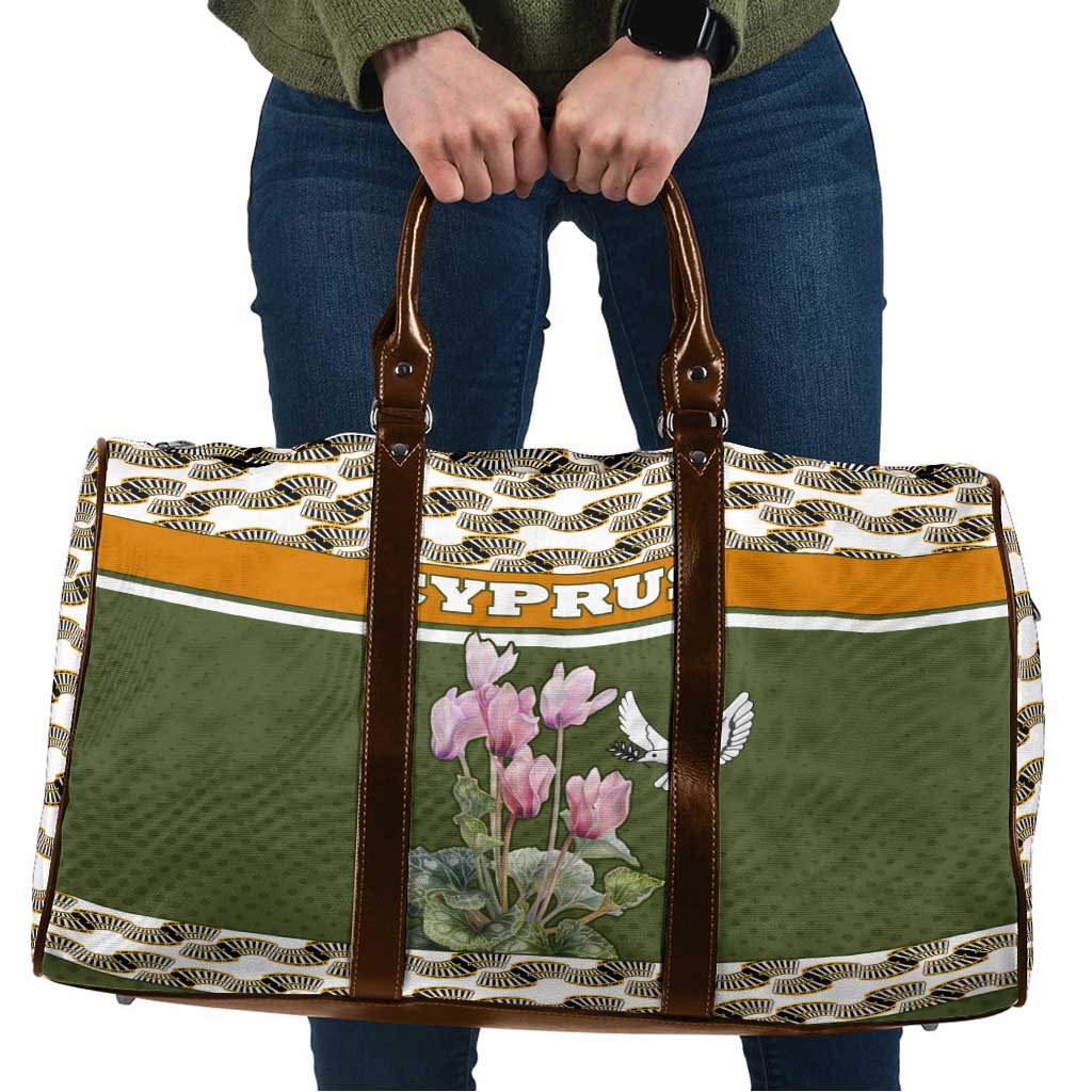 Cyprus Travel Bag with Cyclamen Flower Illustration Design and National Emblem - Wonder Print Shop