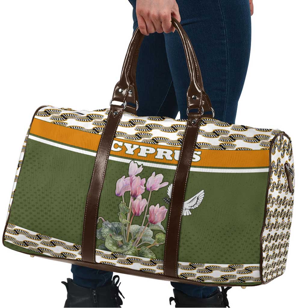 Cyprus Travel Bag with Cyclamen Flower Illustration Design and National Emblem - Wonder Print Shop