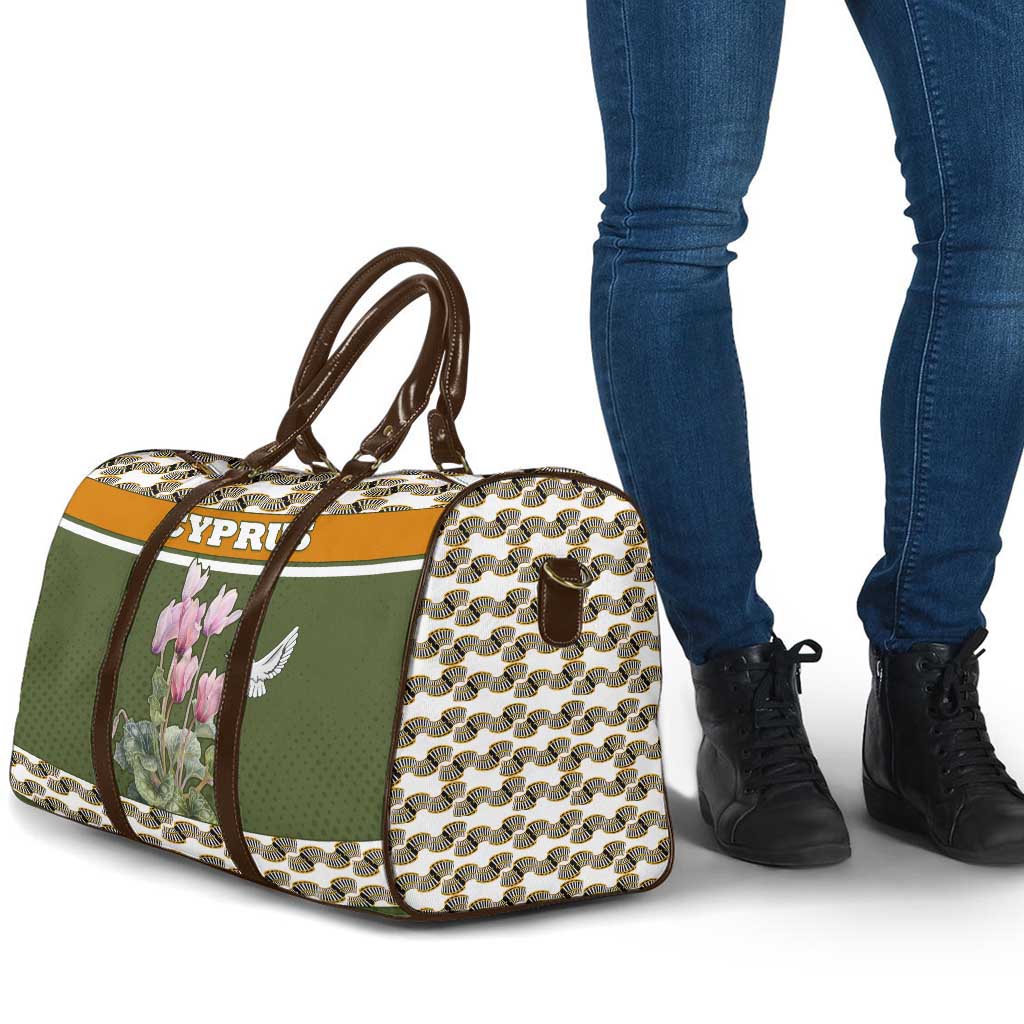 Cyprus Travel Bag with Cyclamen Flower Illustration Design and National Emblem - Wonder Print Shop