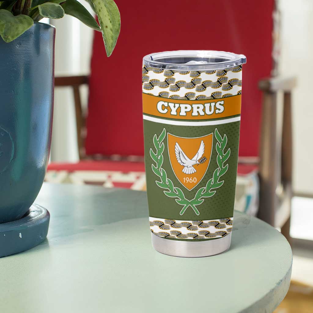 Cyprus Tumbler Cup with Cyclamen Flower Illustration Design and National Emblem - Wonder Print Shop