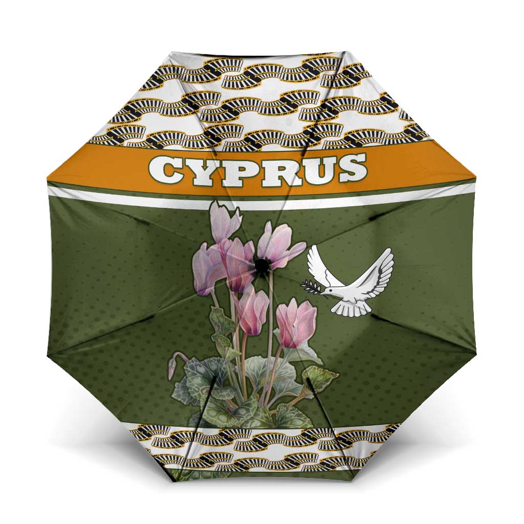 Cyprus Umbrella with Cyclamen Flower Illustration Design and National Emblem - Wonder Print Shop