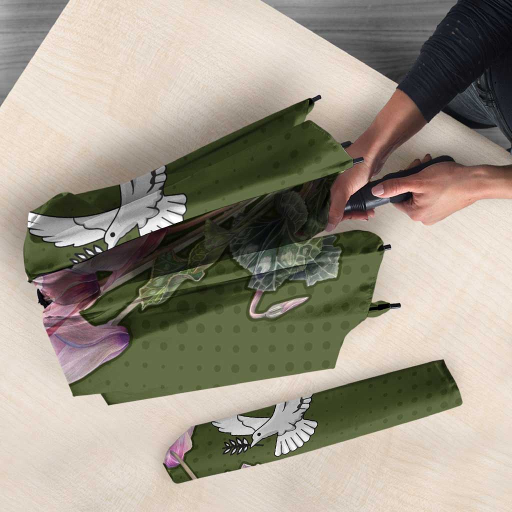 Cyprus Umbrella with Cyclamen Flower Illustration Design and National Emblem - Wonder Print Shop