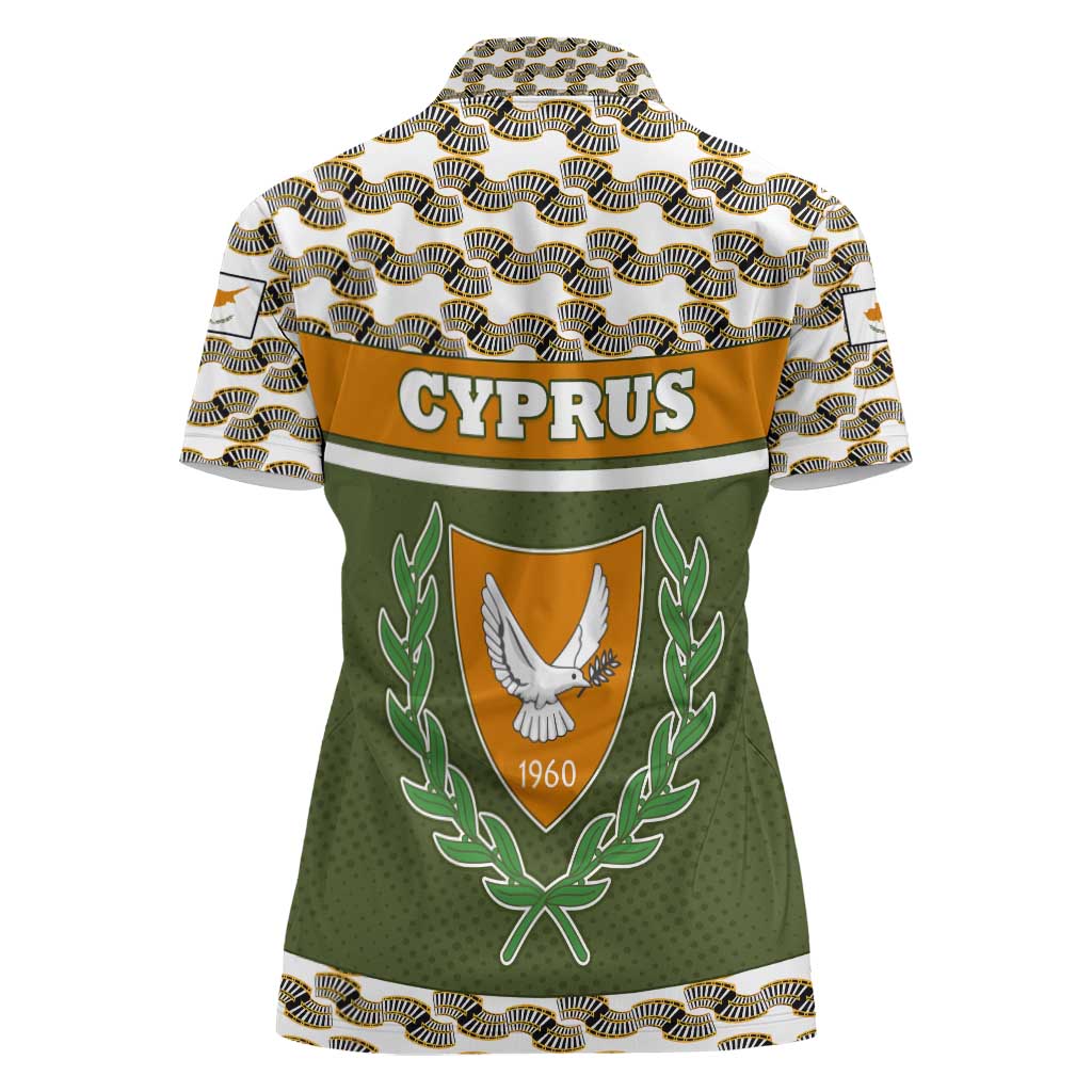 Cyprus Women Polo Shirt with Cyclamen Flower Illustration Design and National Emblem - Wonder Print Shop