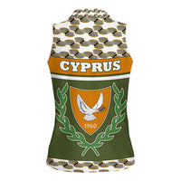 Cyprus Women Sleeveless Polo Shirt with Cyclamen Flower Illustration Design and National Emblem - Wonder Print Shop