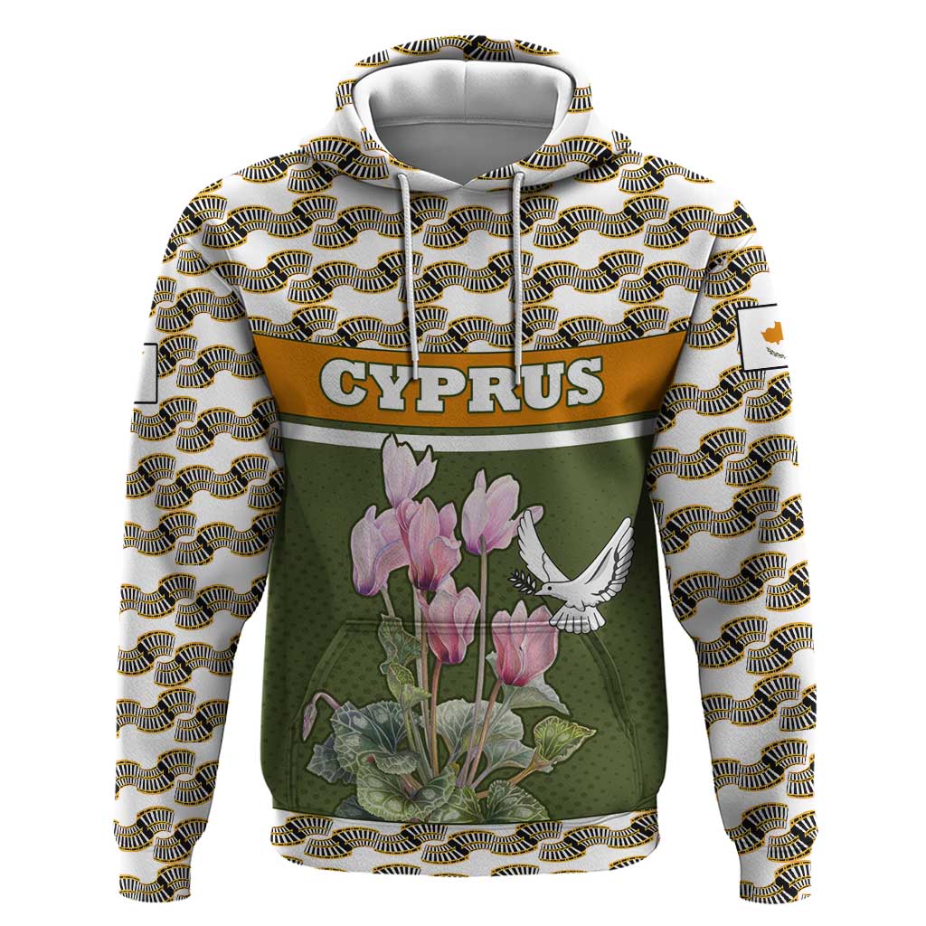 Cyprus Zip Hoodie with Cyclamen Flower Illustration Design and National Emblem - Wonder Print Shop