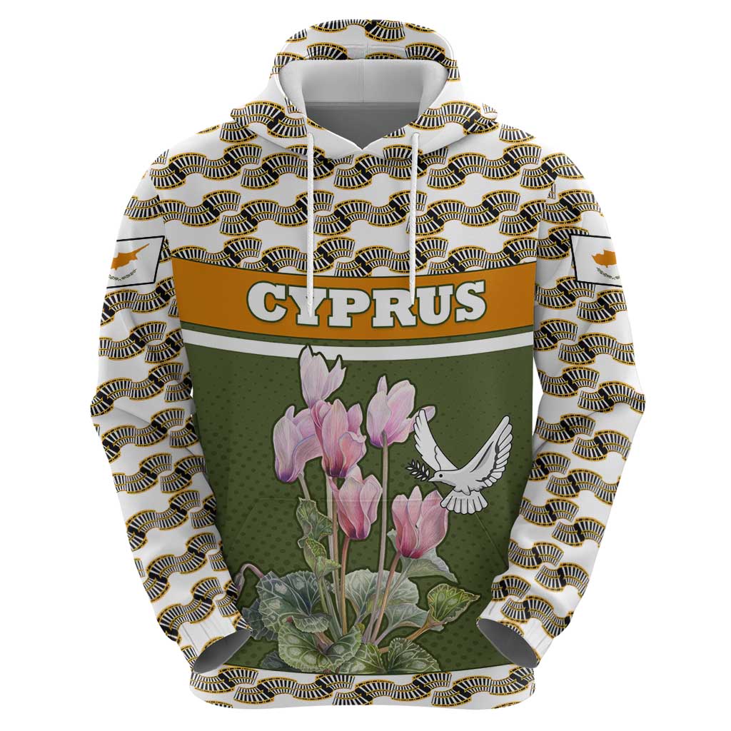 Cyprus Zip Hoodie with Cyclamen Flower Illustration Design and National Emblem - Wonder Print Shop
