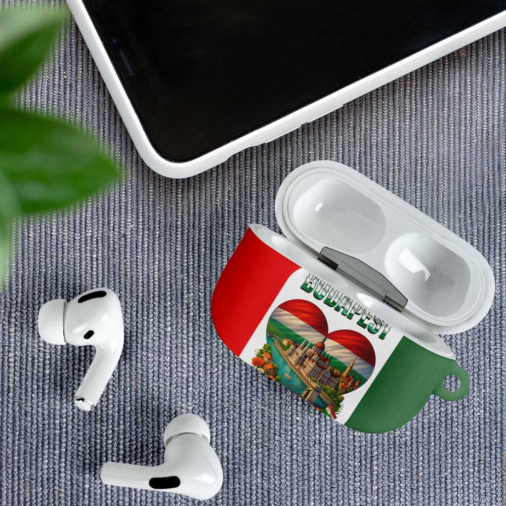 Hungary AirPods Case with Budapest Heart Illustration Design and Crown Emblem - Wonder Print Shop