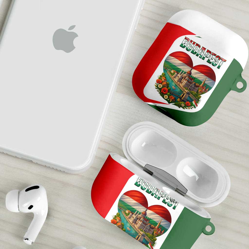 Hungary AirPods Case with Budapest Heart Illustration Design and Crown Emblem - Wonder Print Shop