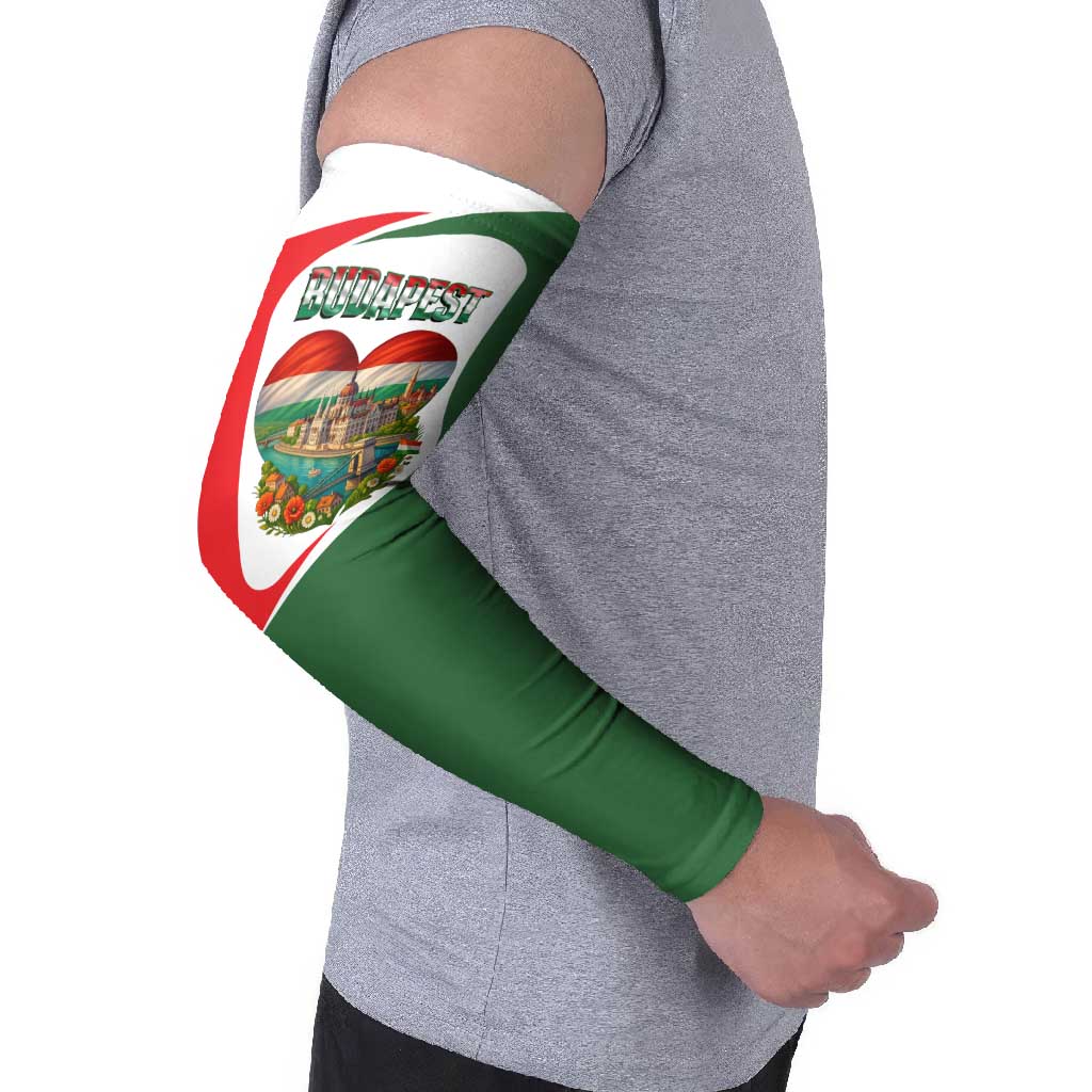Hungary Arm Sleeves with Budapest Heart Illustration Design and Crown Emblem - Wonder Print Shop