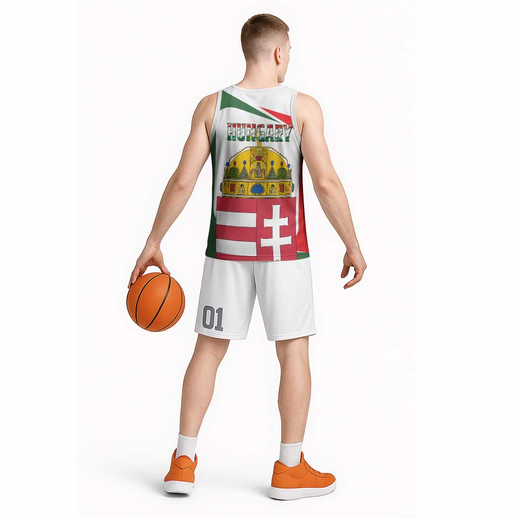 Hungary Basketball Jersey with Budapest Heart Illustration Design and Crown Emblem - Wonder Print Shop