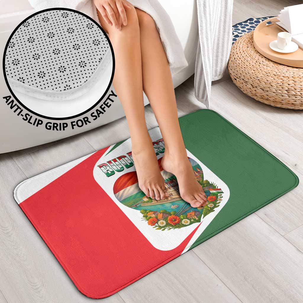 Hungary Bathroom Set with Budapest Heart Illustration Design and Crown Emblem - Wonder Print Shop