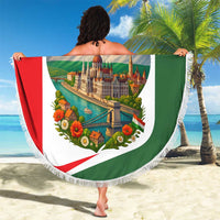 Hungary Beach Blanket with Budapest Heart Illustration Design and Crown Emblem - Wonder Print Shop