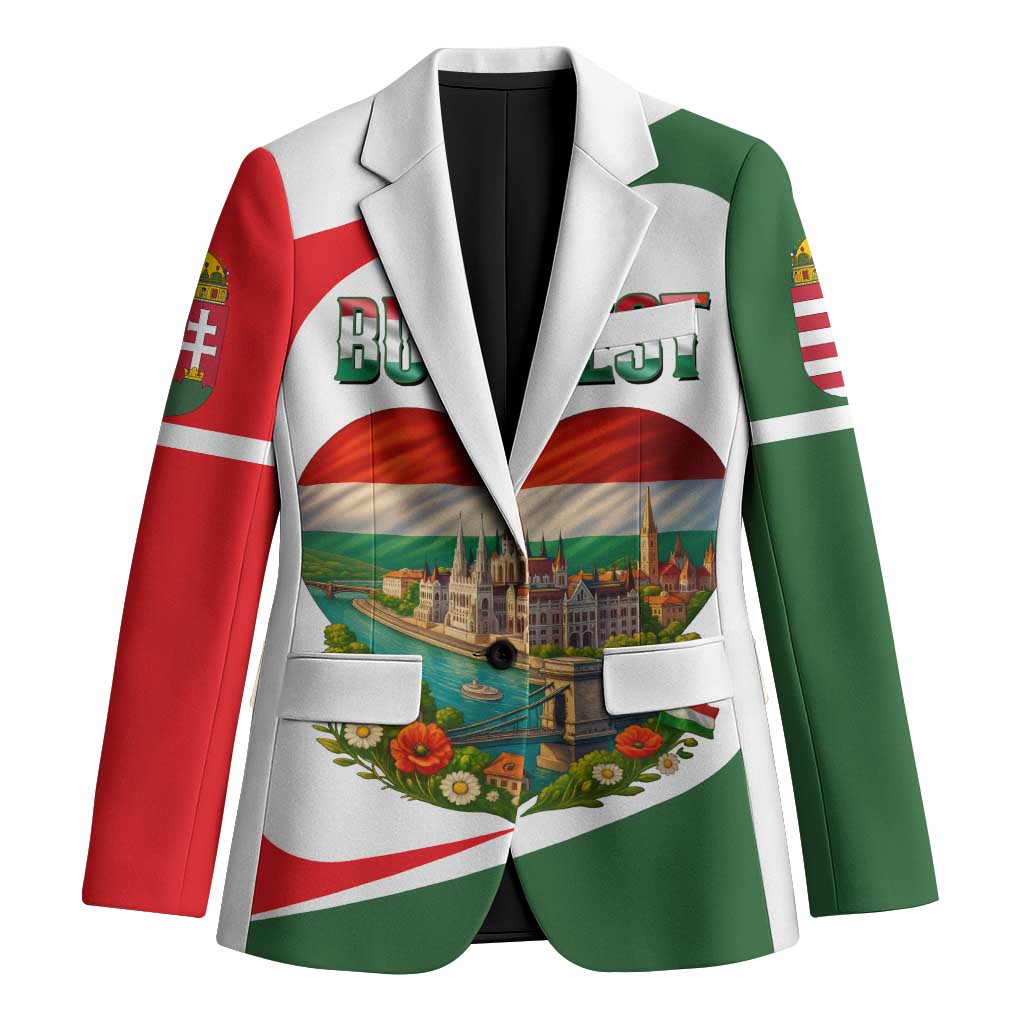 Hungary Blazer with Budapest Heart Illustration Design and Crown Emblem - Wonder Print Shop