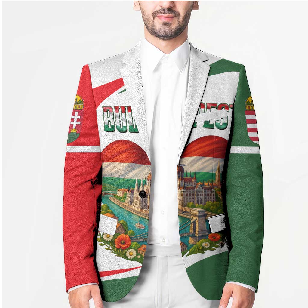 Hungary Blazer with Budapest Heart Illustration Design and Crown Emblem - Wonder Print Shop