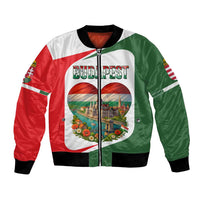 Hungary Bomber Jacket with Budapest Heart Illustration Design and Crown Emblem - Wonder Print Shop