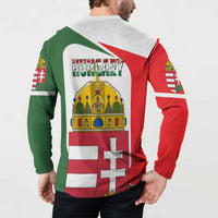 Hungary Button Sweatshirt with Budapest Heart Illustration Design and Crown Emblem - Wonder Print Shop