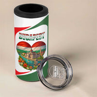 Hungary 4 in 1 Can Cooler Tumbler with Budapest Heart Illustration Design and Crown Emblem - Wonder Print Shop