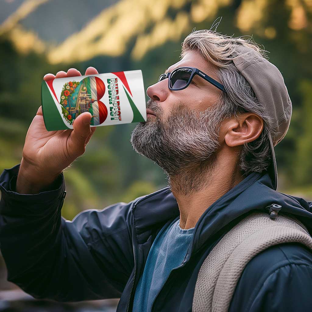 Hungary 4 in 1 Can Cooler Tumbler with Budapest Heart Illustration Design and Crown Emblem - Wonder Print Shop