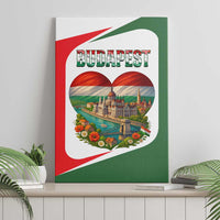 Hungary Canvas Wall Art with Budapest Heart Illustration Design and Crown Emblem - Wonder Print Shop