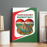 Hungary Canvas Wall Art with Budapest Heart Illustration Design and Crown Emblem - Wonder Print Shop