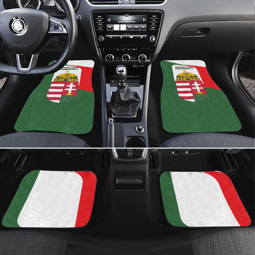 Hungary Car Mats with Budapest Heart Illustration Design and Crown Emblem - Wonder Print Shop
