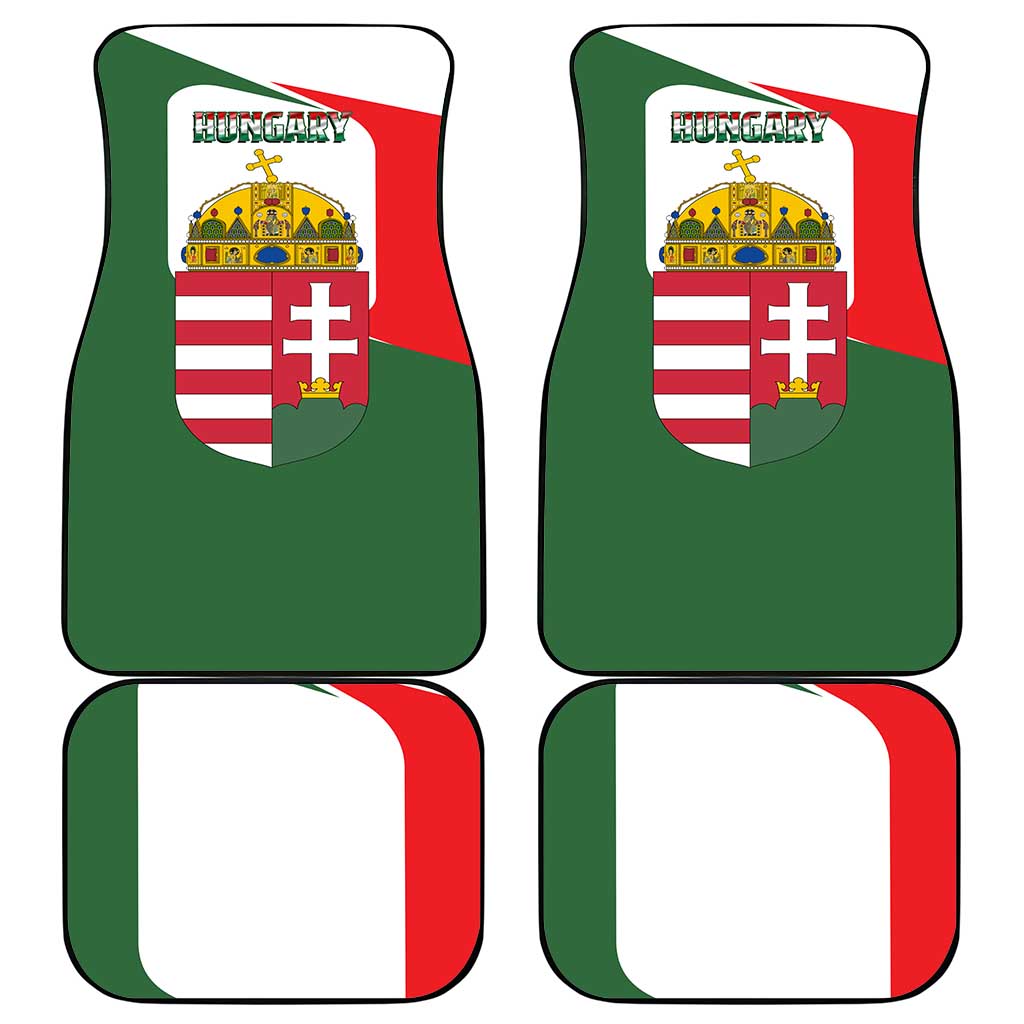Hungary Car Mats with Budapest Heart Illustration Design and Crown Emblem - Wonder Print Shop