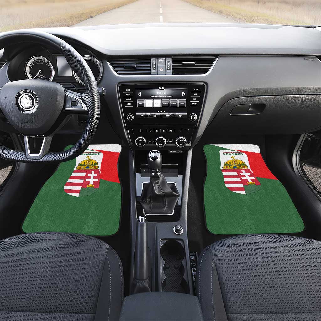 Hungary Car Mats with Budapest Heart Illustration Design and Crown Emblem - Wonder Print Shop
