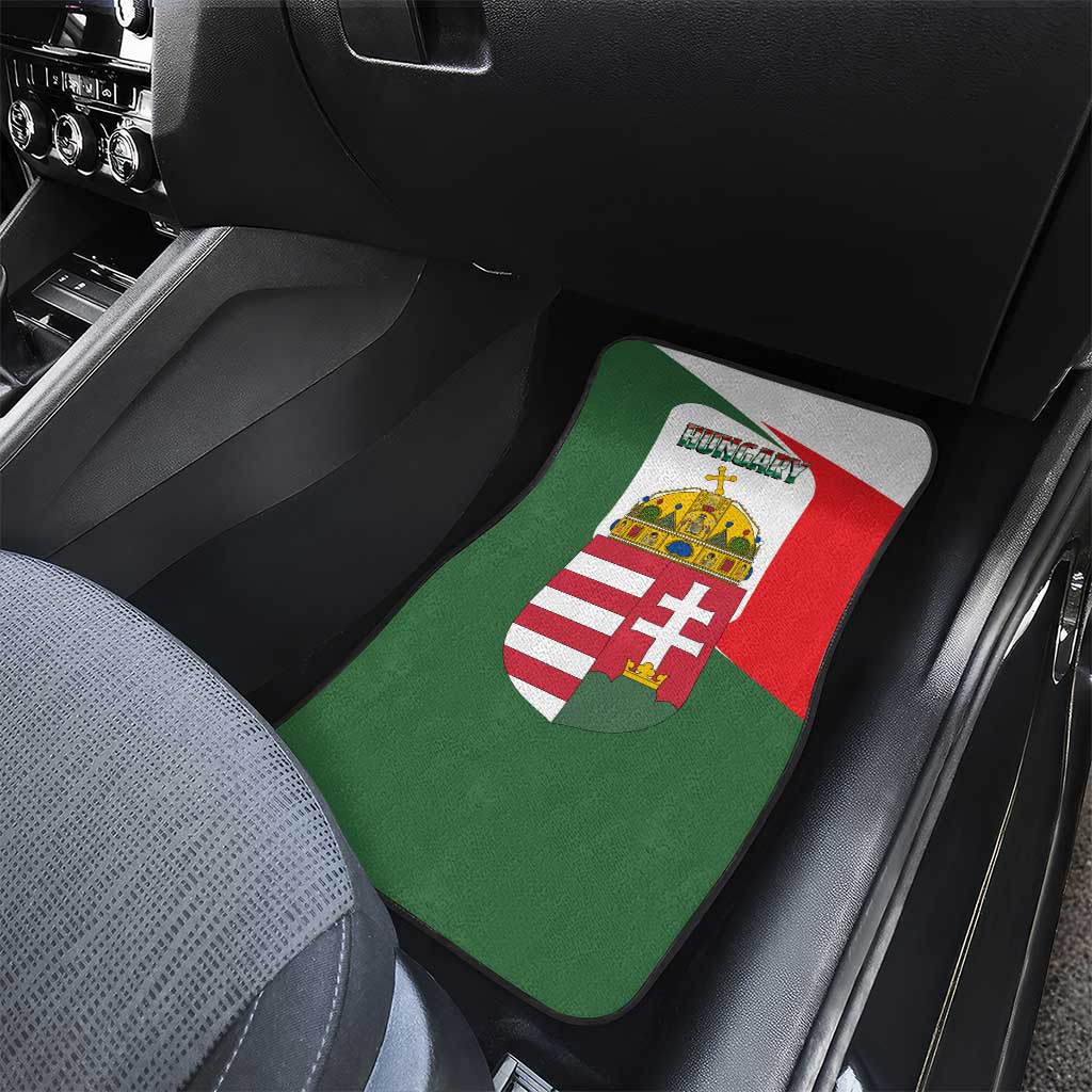 Hungary Car Mats with Budapest Heart Illustration Design and Crown Emblem - Wonder Print Shop