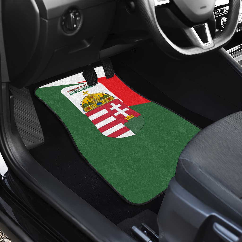Hungary Car Mats with Budapest Heart Illustration Design and Crown Emblem - Wonder Print Shop