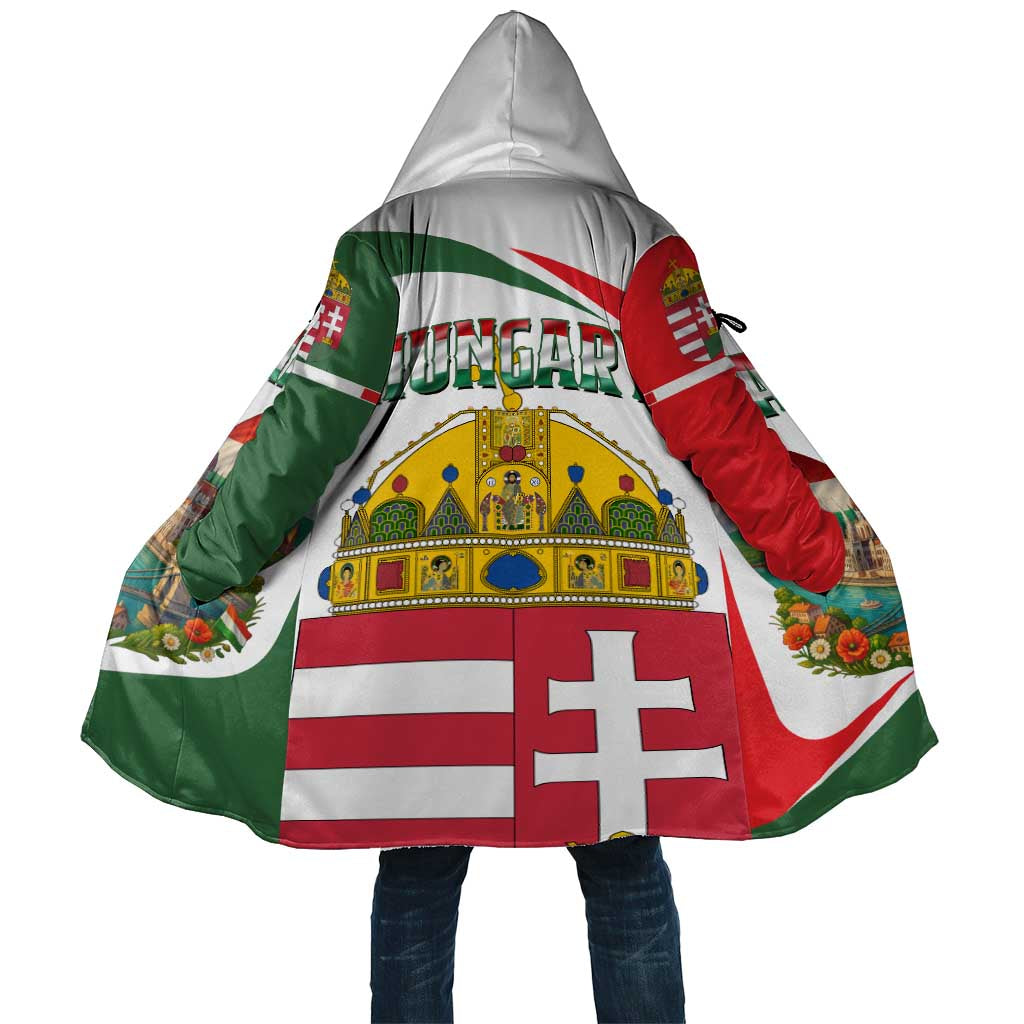 Hungary Cloak with Budapest Heart Illustration Design and Crown Emblem - Wonder Print Shop