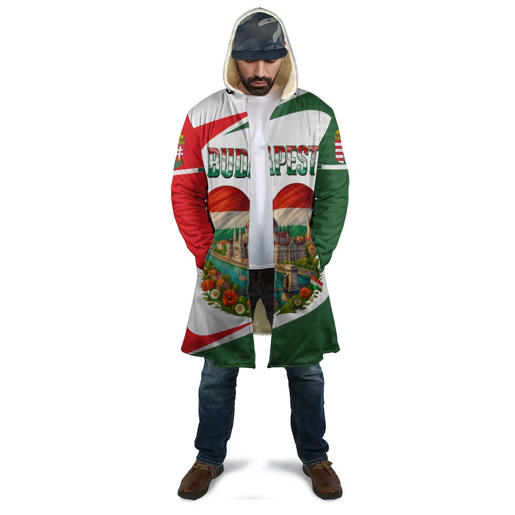 Hungary Cloak with Budapest Heart Illustration Design and Crown Emblem - Wonder Print Shop