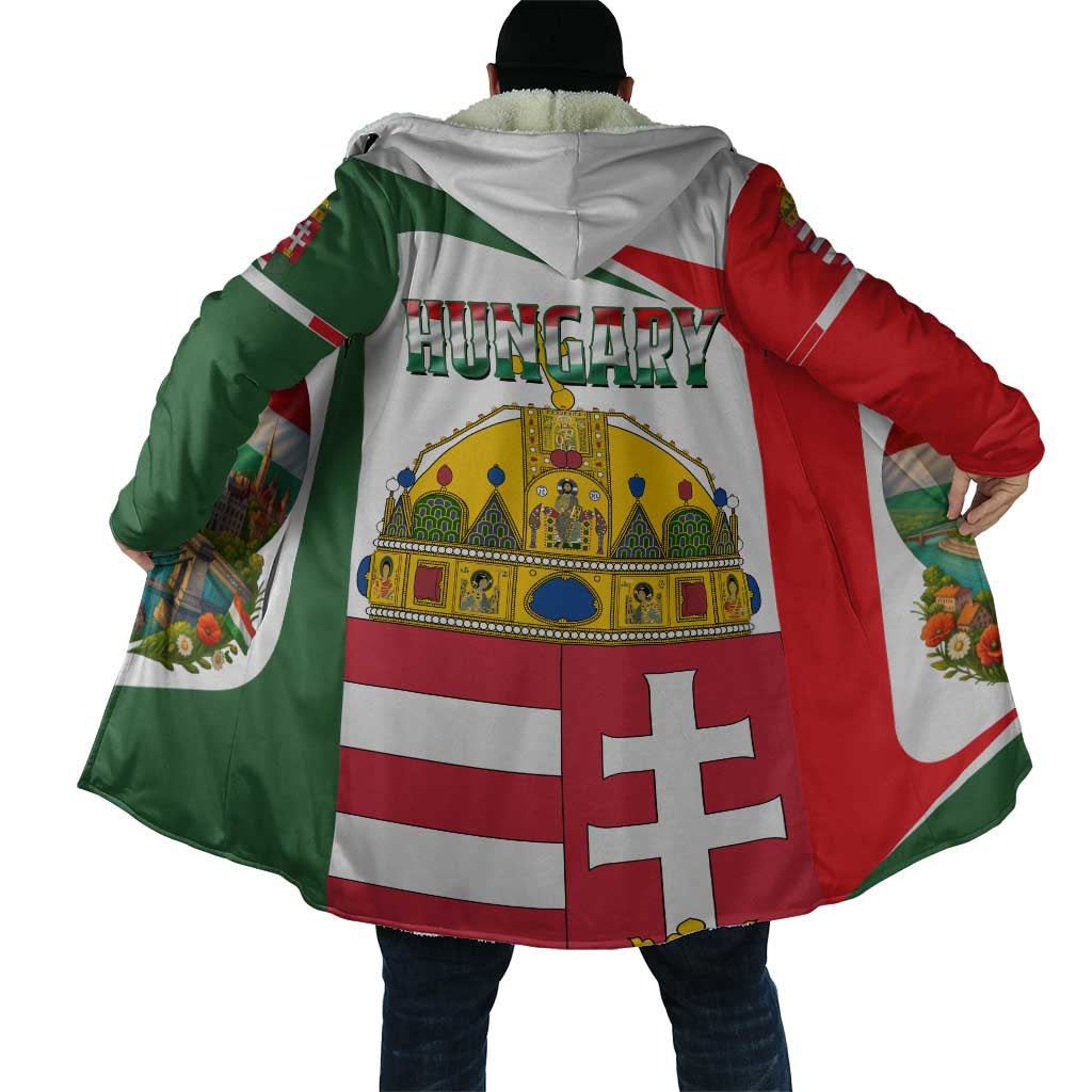 Hungary Cloak with Budapest Heart Illustration Design and Crown Emblem - Wonder Print Shop