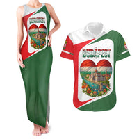 Hungary Couples Matching Tank Maxi Dress and Hawaiian Shirt with Budapest Heart Illustration Design and Crown Emblem - Wonder Print Shop