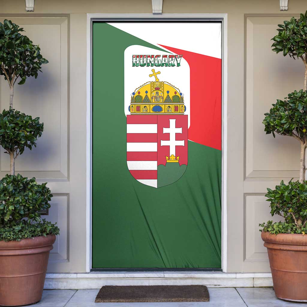 Hungary Door Cover with Budapest Heart Illustration Design and Crown Emblem - Wonder Print Shop