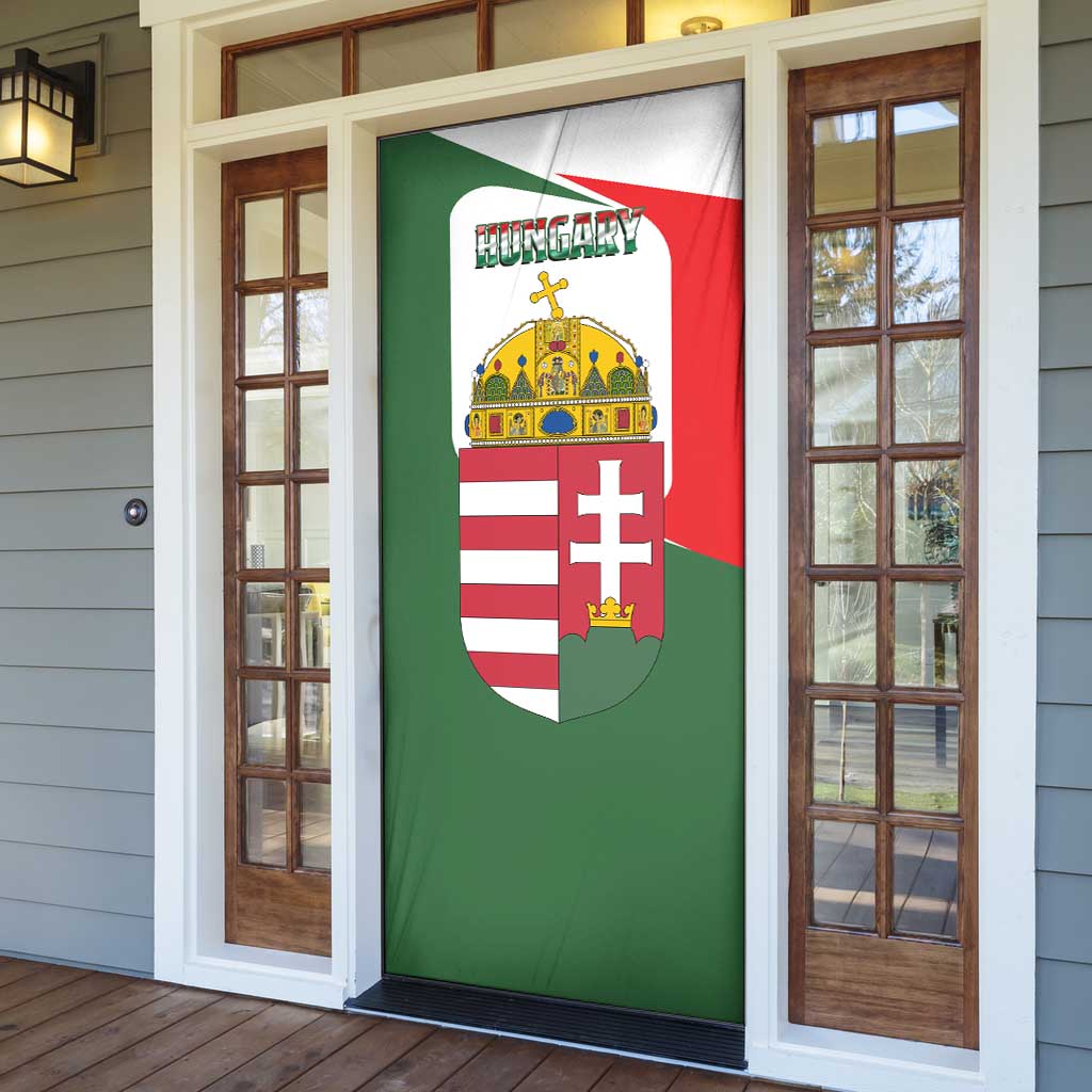 Hungary Door Cover with Budapest Heart Illustration Design and Crown Emblem - Wonder Print Shop