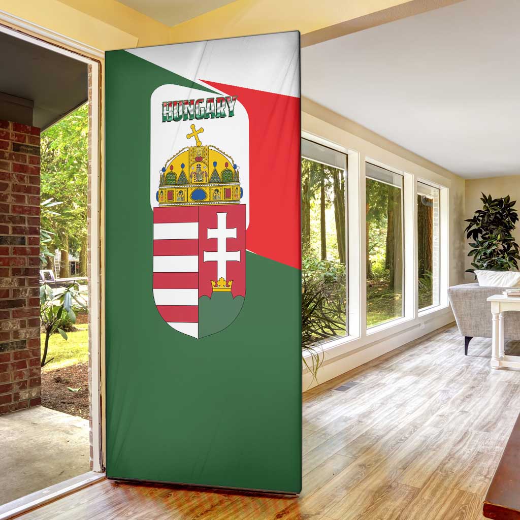 Hungary Door Cover with Budapest Heart Illustration Design and Crown Emblem - Wonder Print Shop
