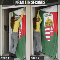 Hungary Door Cover with Budapest Heart Illustration Design and Crown Emblem - Wonder Print Shop