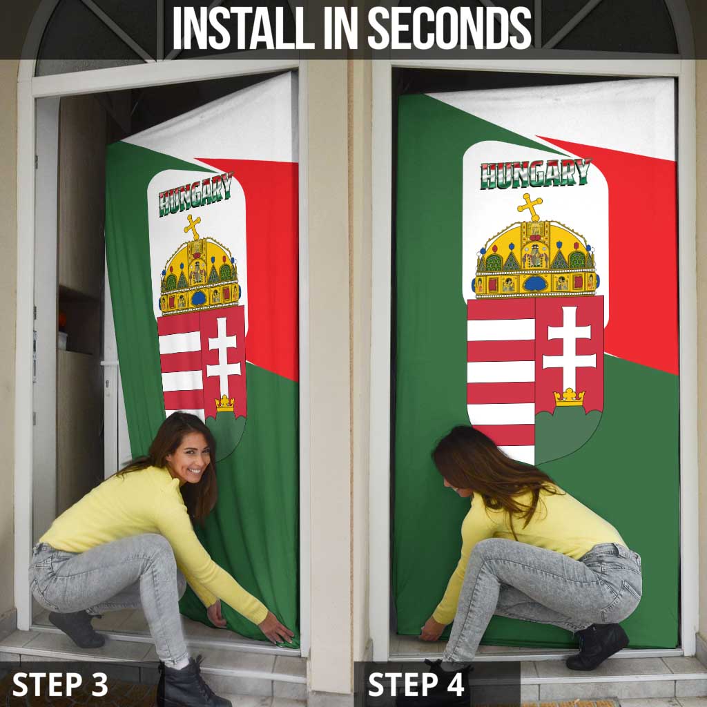 Hungary Door Cover with Budapest Heart Illustration Design and Crown Emblem - Wonder Print Shop
