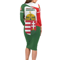 Hungary Family Matching Long Sleeve Bodycon Dress and Hawaiian Shirt with Budapest Heart Illustration Design and Crown Emblem - Wonder Print Shop