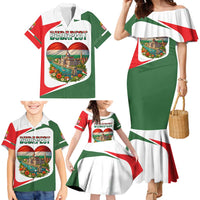 Hungary Family Matching Mermaid Dress and Hawaiian Shirt with Budapest Heart Illustration Design and Crown Emblem - Wonder Print Shop