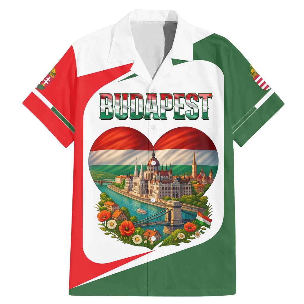 Hungary Family Matching Mermaid Dress and Hawaiian Shirt with Budapest Heart Illustration Design and Crown Emblem - Wonder Print Shop